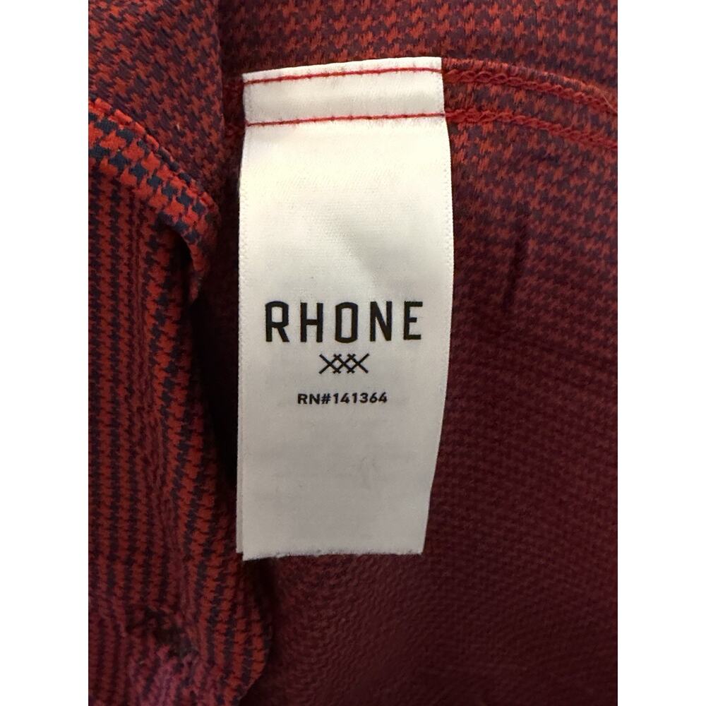 Rhone Commuter Shirt •Men S• Slim Fit Red Houndstooth Performance Button Down - Picture 8 of 11